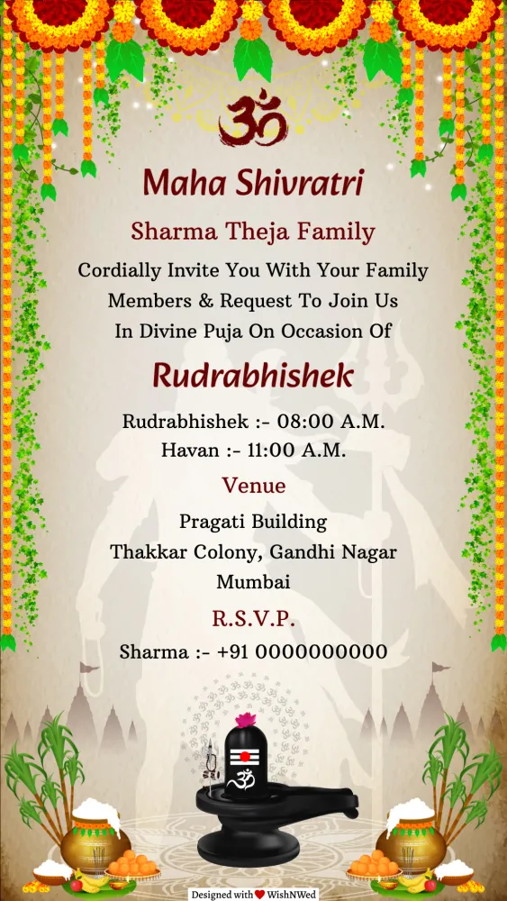 Mahashivratri Rudrabhishek Invitation - Pooja & Rituals invitation template