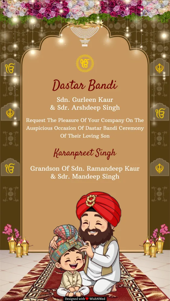 Dastar Bandi Ceremony Invitation - Baby & Kids invitation template