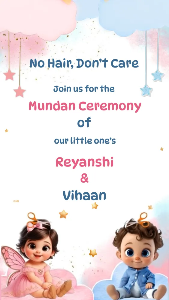 Mundan Ceremony Invitation Video for Twin Boy & Girl - Baby & Kids invitation template