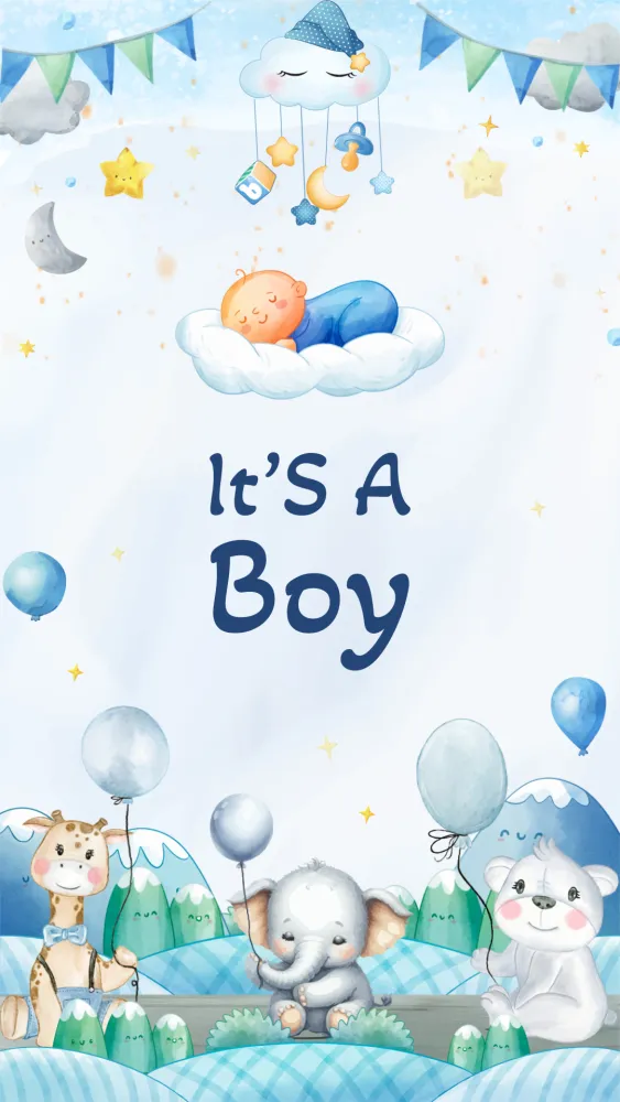 Baby Boy Announcement Template - Baby & Kids invitation template