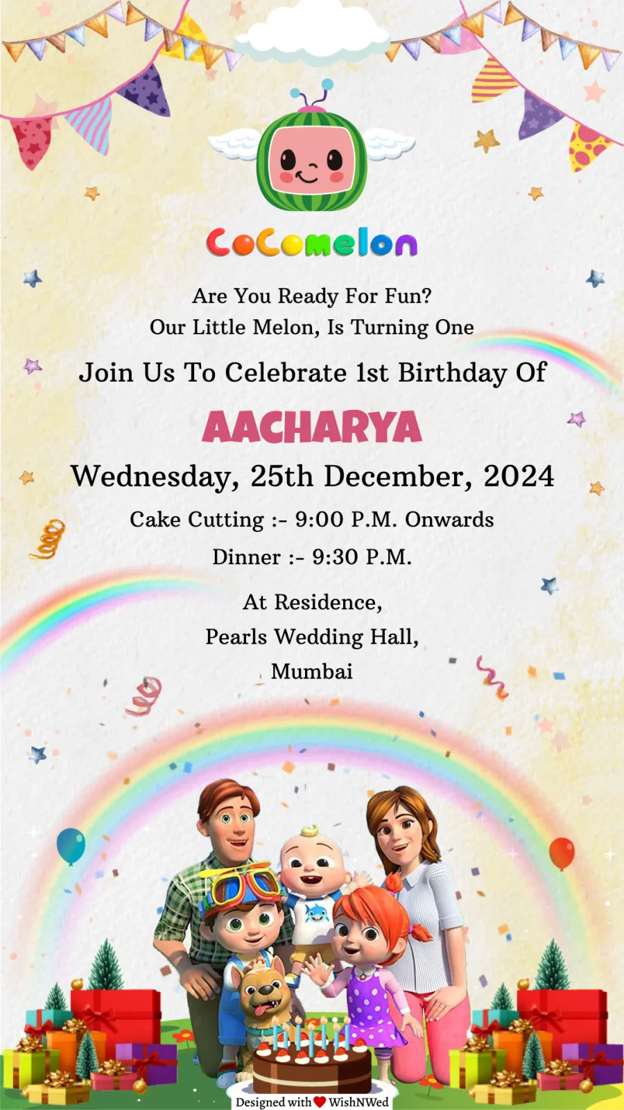 Cocomelon Birthday Invitation