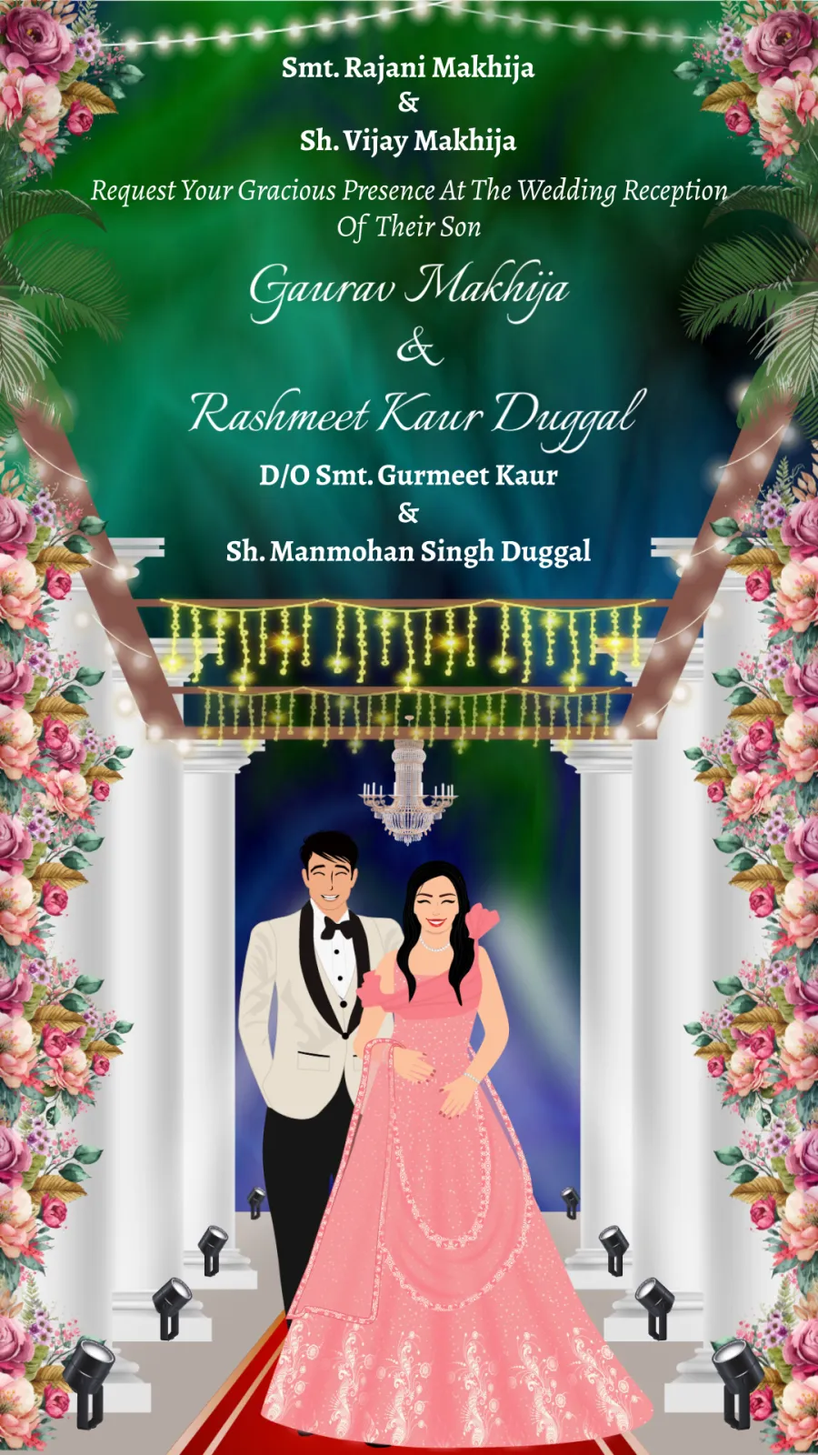 Caricature Reception Invitation Card Video