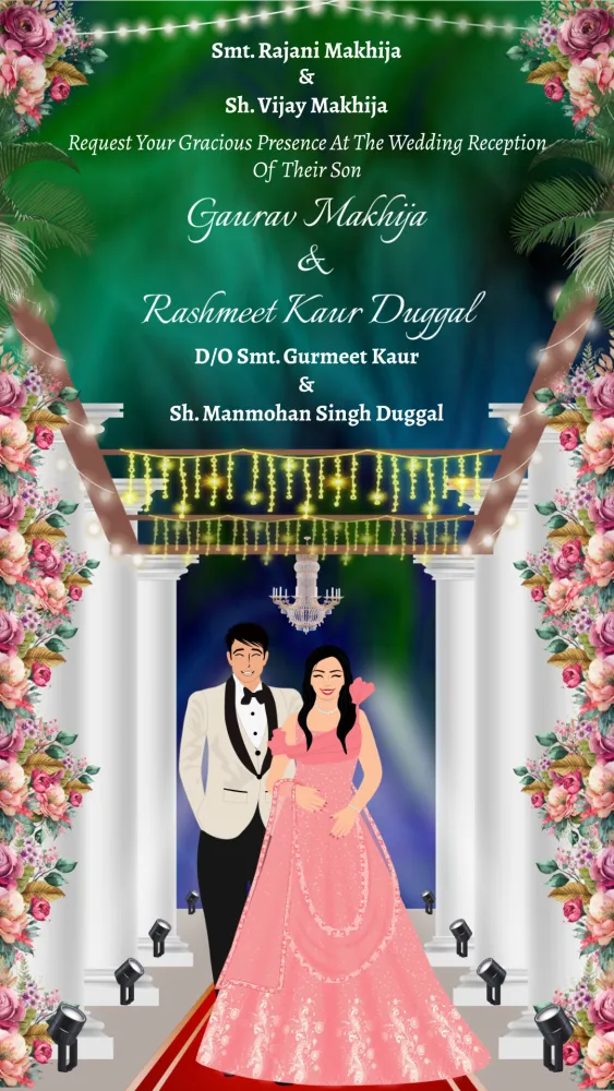 Caricature Reception Invitation Card Video - Wedding invitation template
