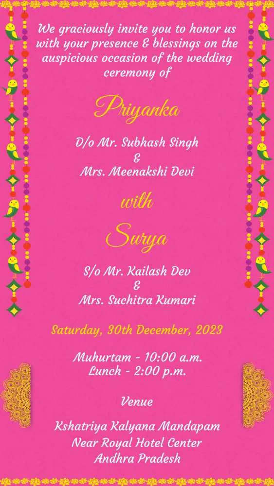 Rani Pink - Wedding invitation template