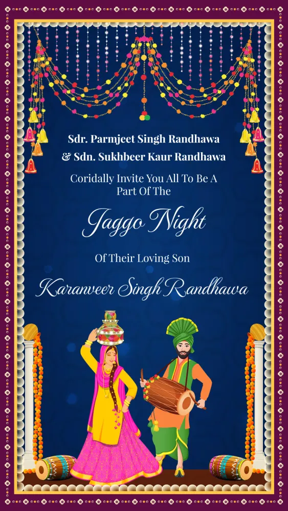 Jaggo Invitation Card - Wedding invitation template