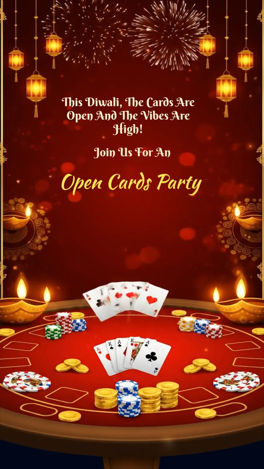 Diwali Cards Party Invitation