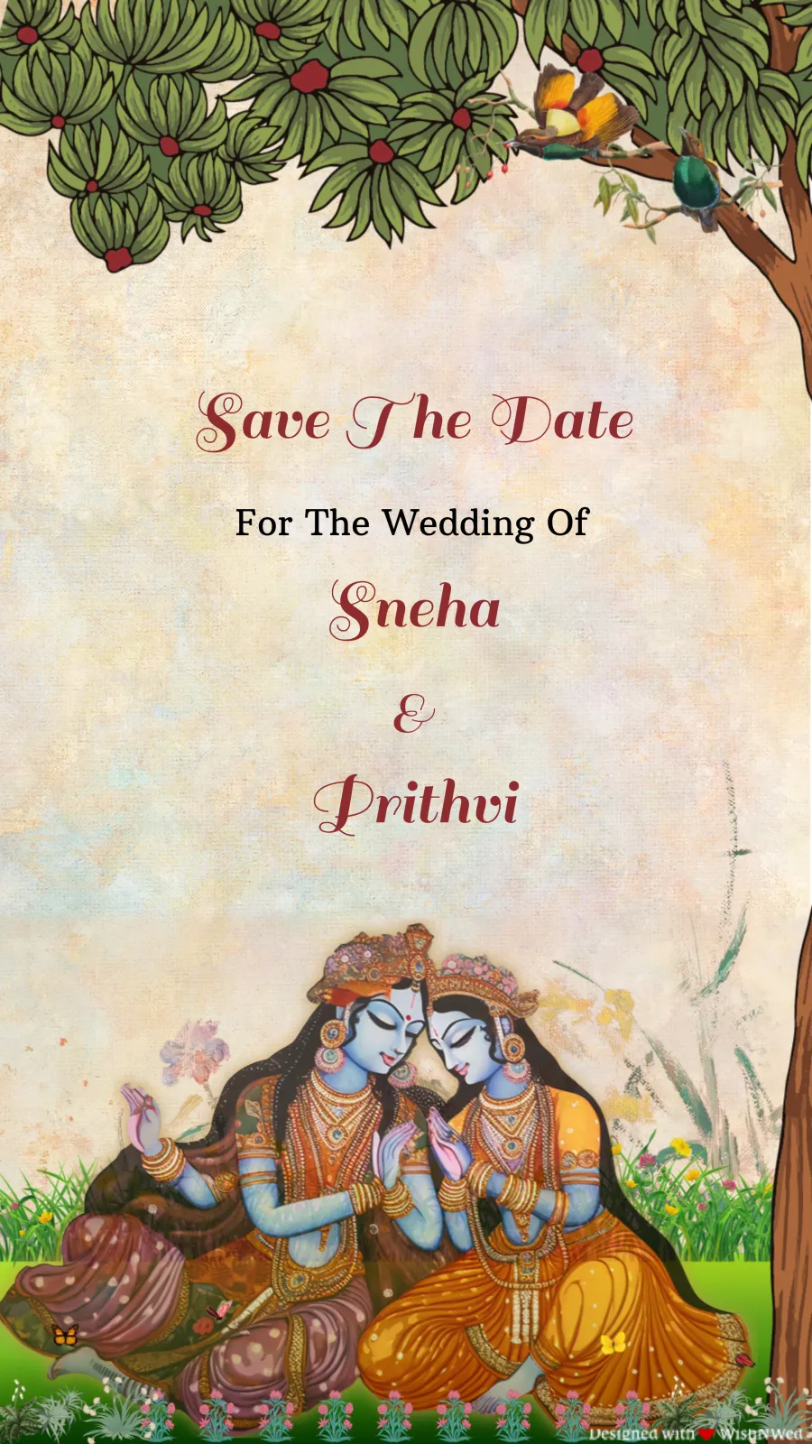 Radha Krishna Theme Wedding Invitation