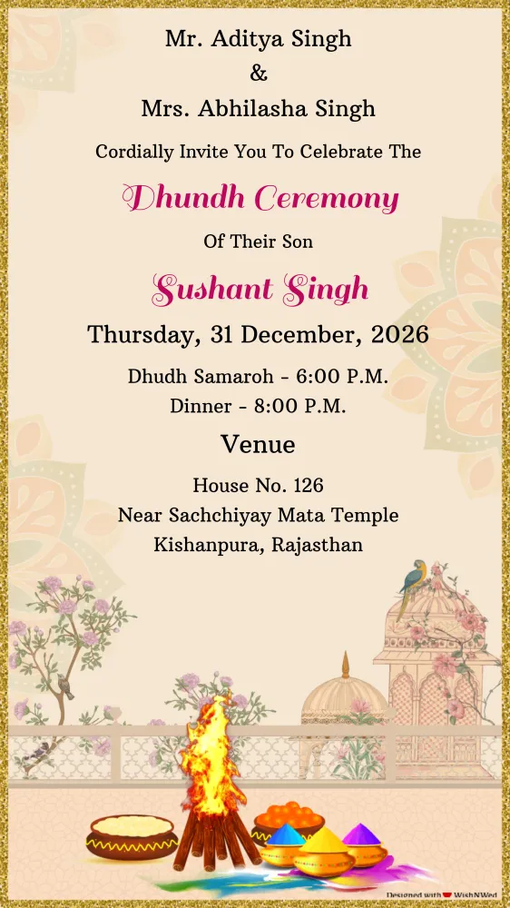 Dhund Ceremony Invitation Card Video - Festivals invitation template