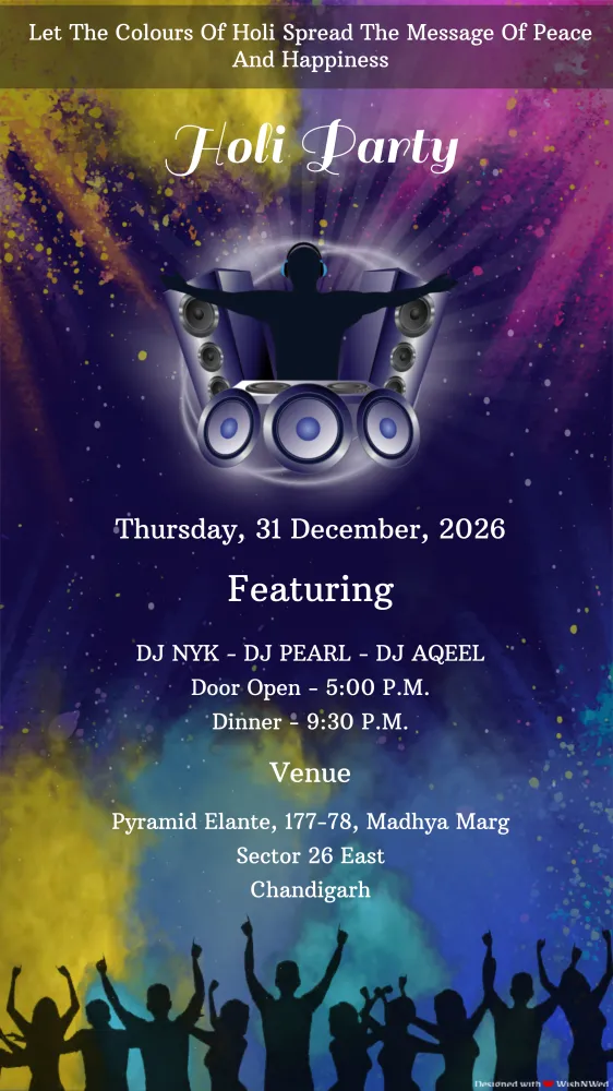 Holi Party Invitation - Festivals invitation template