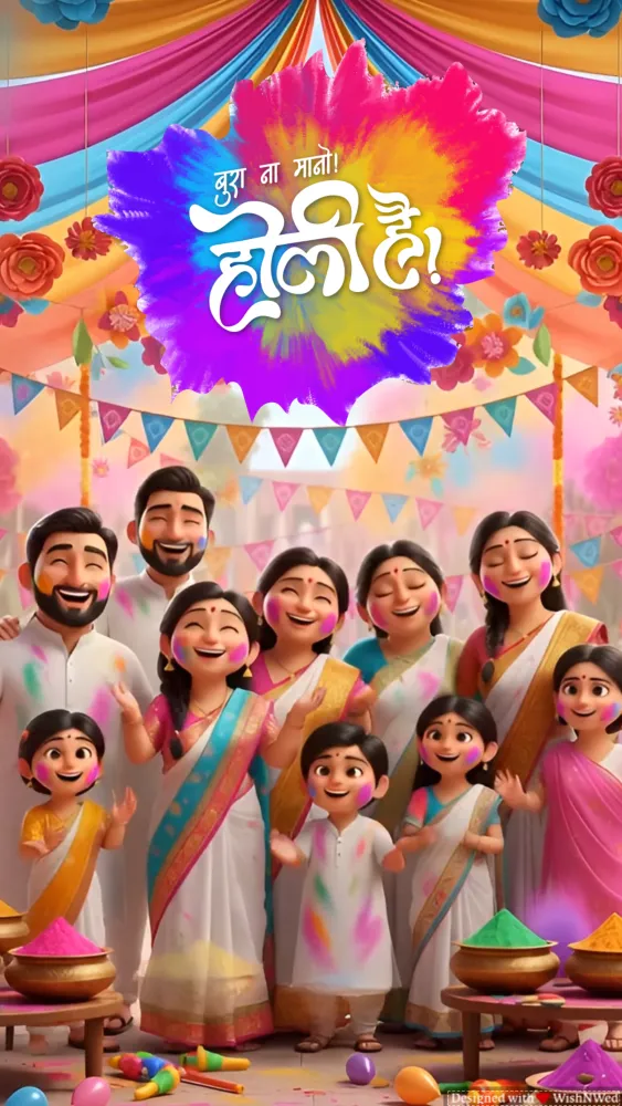 3D Holi Party Invitation Video Template - Festivals invitation template