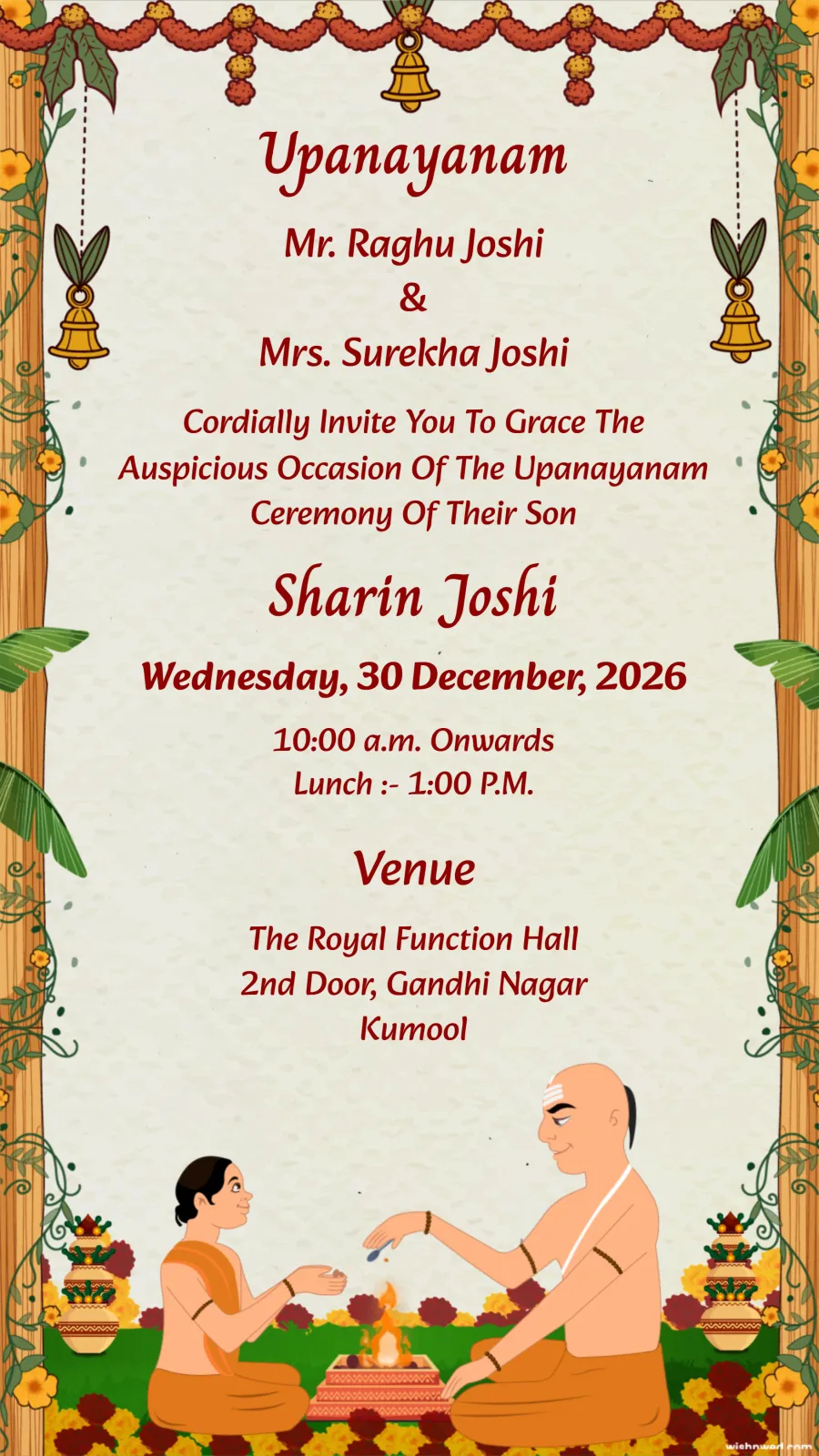 Upanayanam Thread Ceremony Invitation