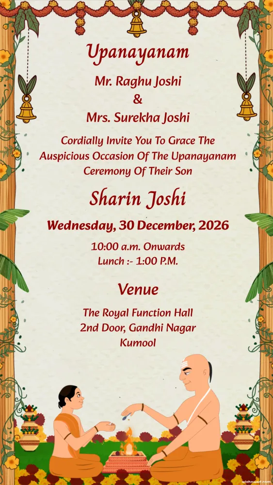 Upanayanam Thread Ceremony Invitation - Baby & Kids invitation template