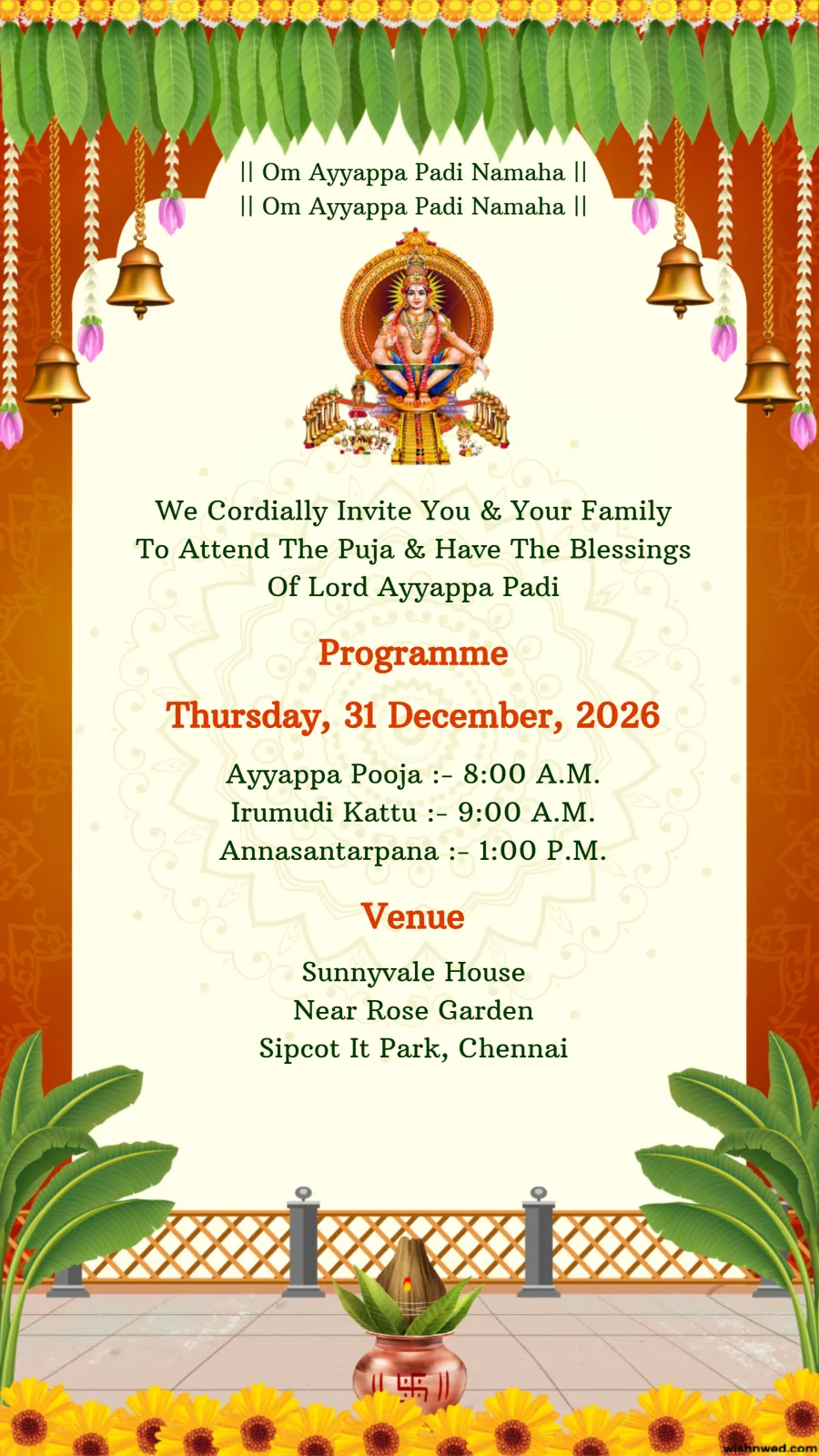 Ayyappa Padi Pooja Invitation