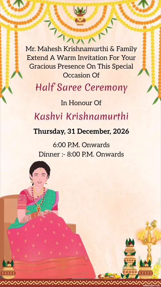Traditional Half Saree Invitation - Baby & Kids invitation template