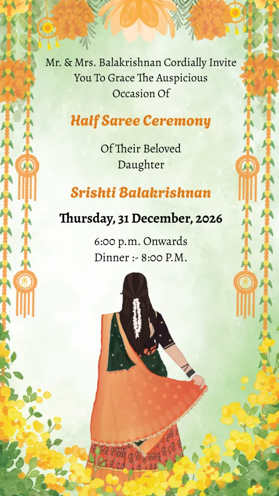 Half Saree Function Invitation - Baby & Kids invitation template