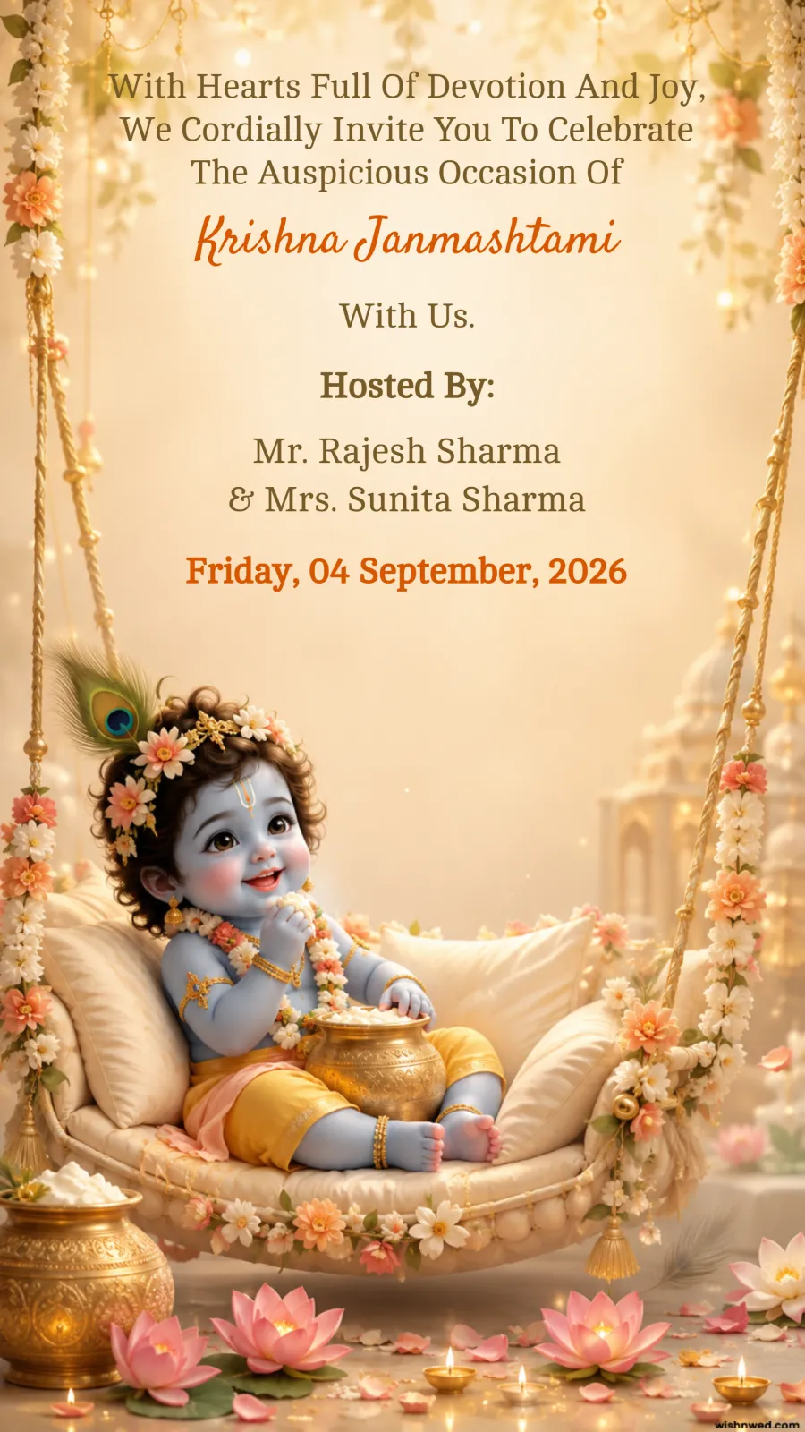 3D Krishna Janmashtami Invitation Card Video
