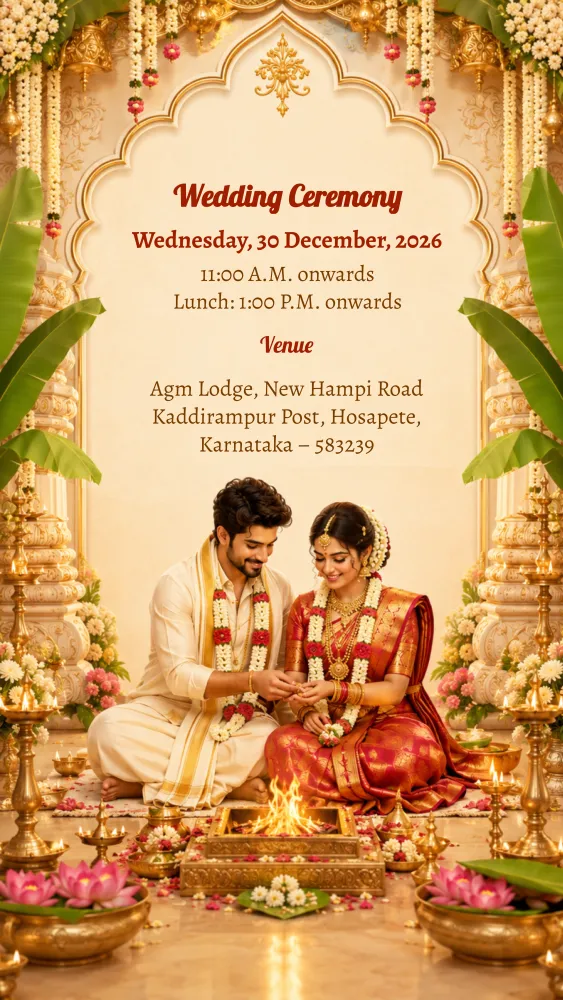 3D South Indian Wedding Invite Video - Wedding invitation template