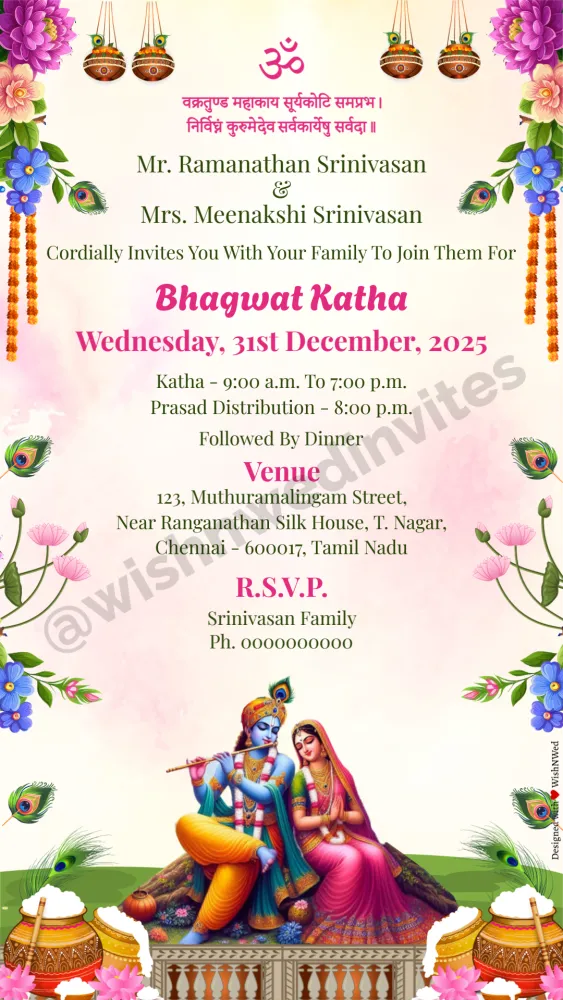 Bhagwat Katha Invitation Video - Pooja & Rituals invitation template