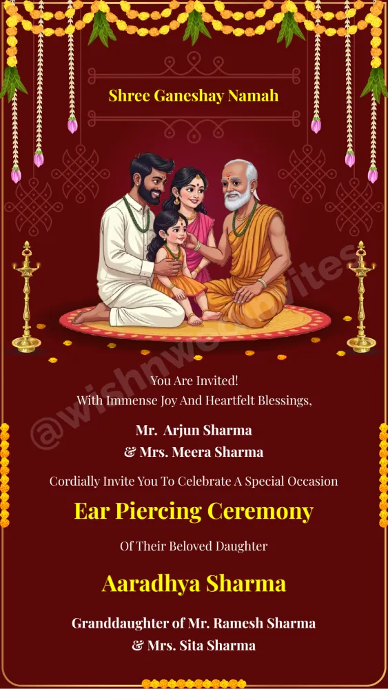 Girl Ear Piercing Ceremony Invitation Video - Baby & Kids invitation template