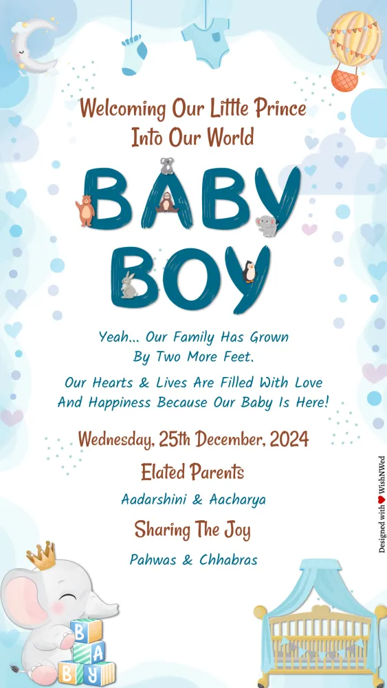 Baby Boy Birth Announcement - Baby & Kids invitation template