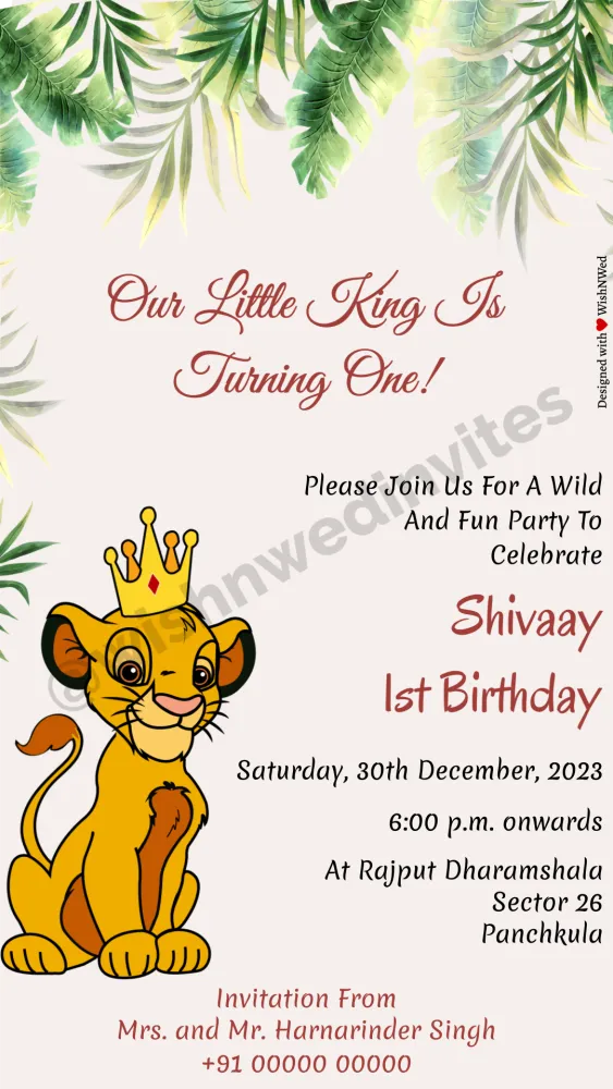 Lion King Birthday Invite - Birthday invitation template