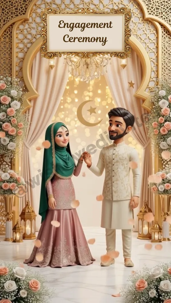 3D Muslim Engagement Invitation Video - Wedding invitation template