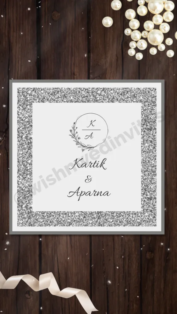 Glitter and Pearl Envelope Theme Invite - Wedding invitation template