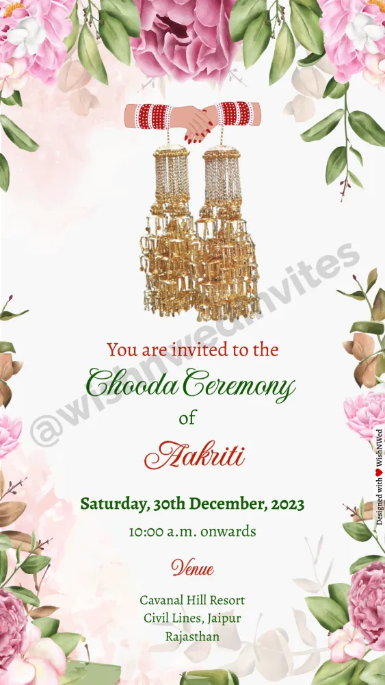 Choora Ceremony Invitation Video - Wedding invitation template