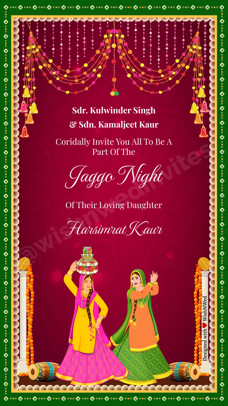 Jaggo Night Invitation Card