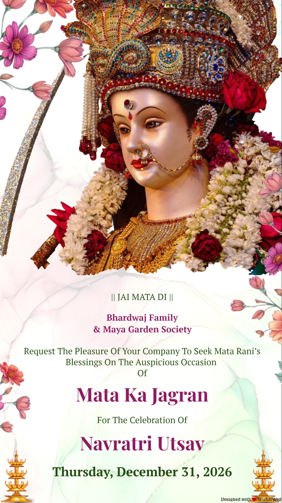 Mata Jagran Invitation Card