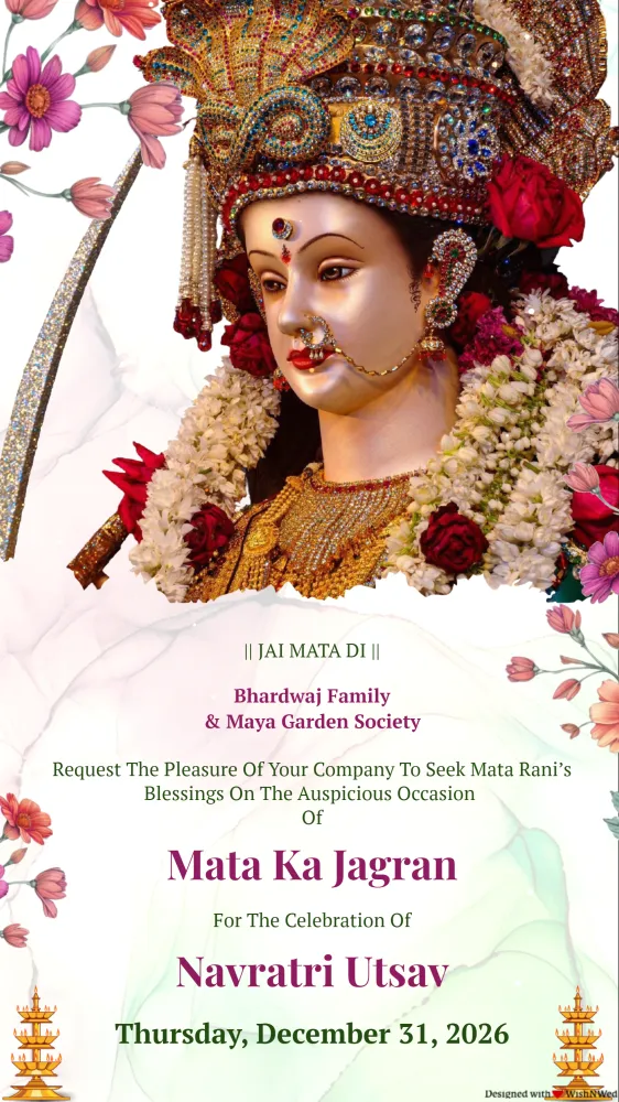 Mata Jagran Invitation Card - Pooja & Rituals invitation template