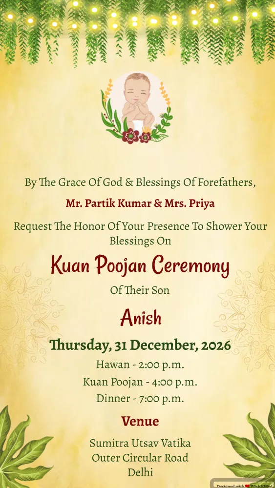 Kuan Poojan Invitation Video - Baby & Kids invitation template