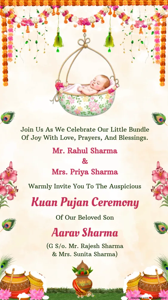 Kua Pujan Invitation Card - Baby & Kids invitation template