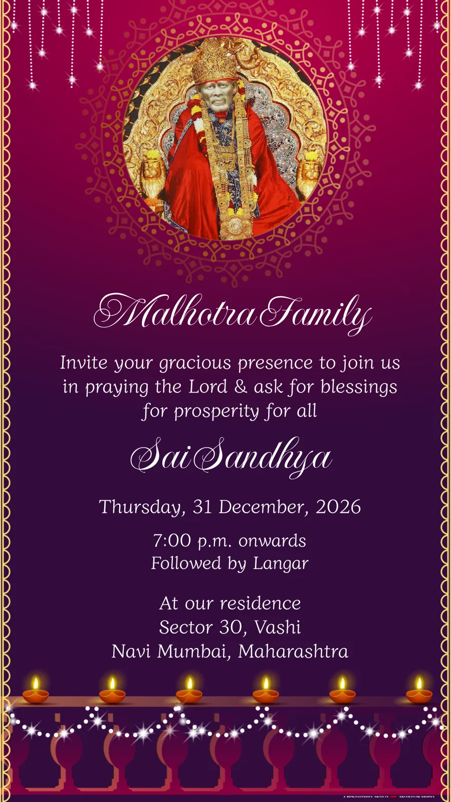 Sai Sandhya Nimantran Video Card