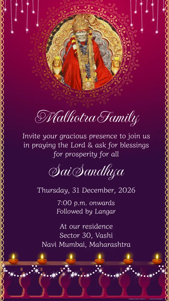 Sai Sandhya Nimantran Video Card - Pooja & Rituals invitation template