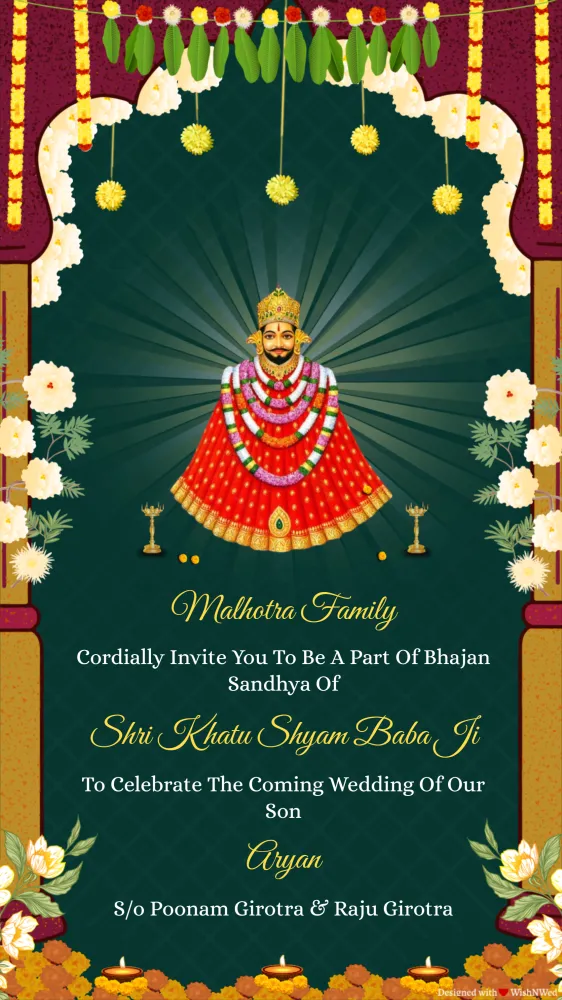 Khatu Shyam Baba Kirtan Invitation - Pooja & Rituals invitation template
