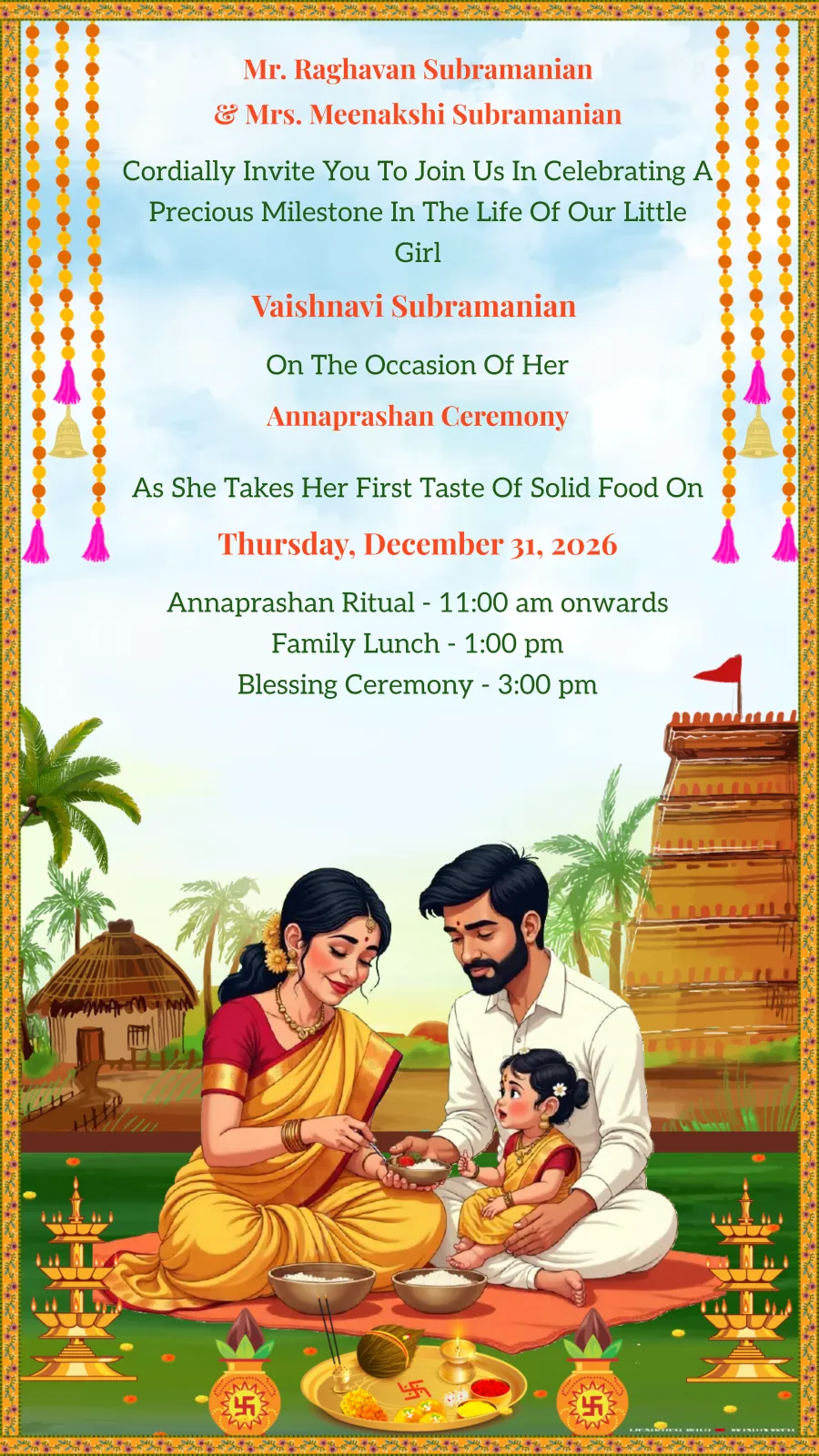 Baby Girl Annaprashan ( Rice Ceremony ) Invitation