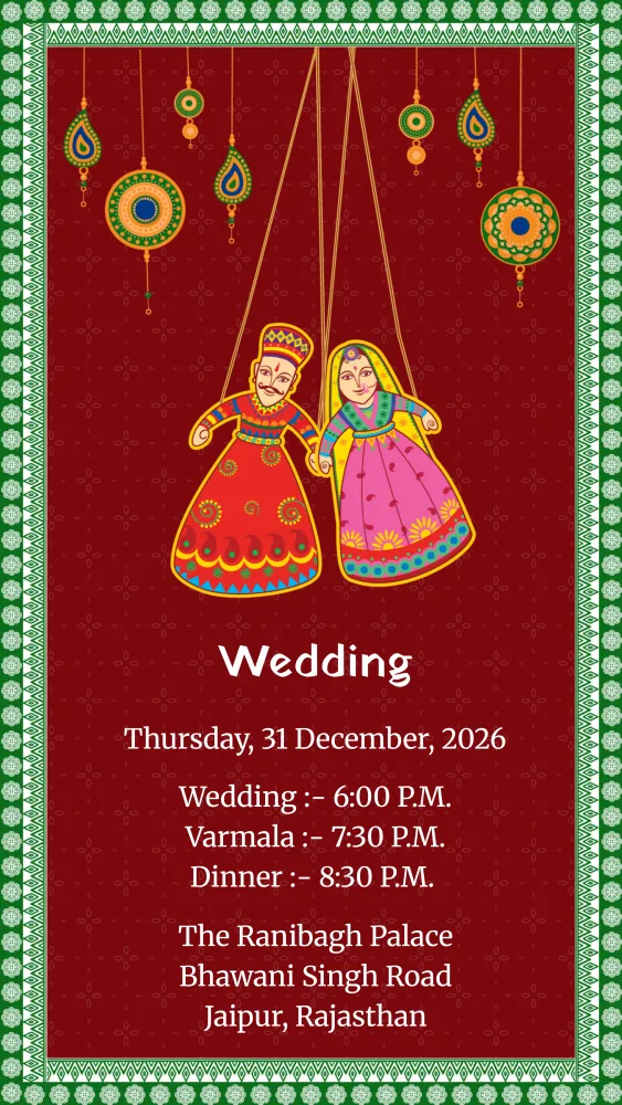 Rajasthani Marwari Wedding Invite - Wedding invitation template