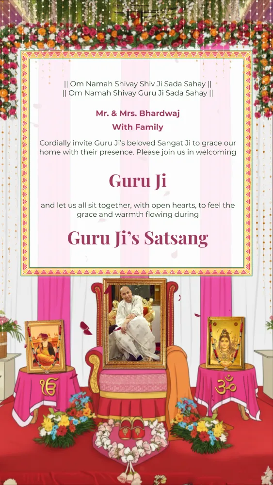 Guru Ji Satsang Invitation Card - Pooja & Rituals invitation template