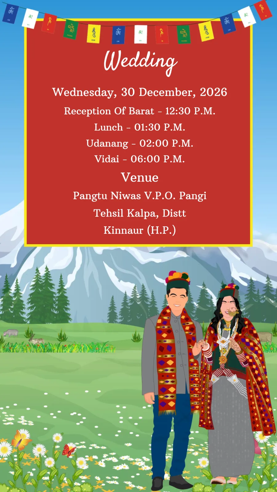 Traditional Kinnauri Wedding Invite