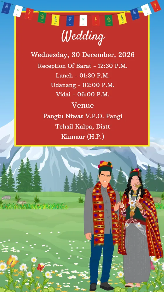 Traditional Kinnauri Wedding Invite - Wedding invitation template