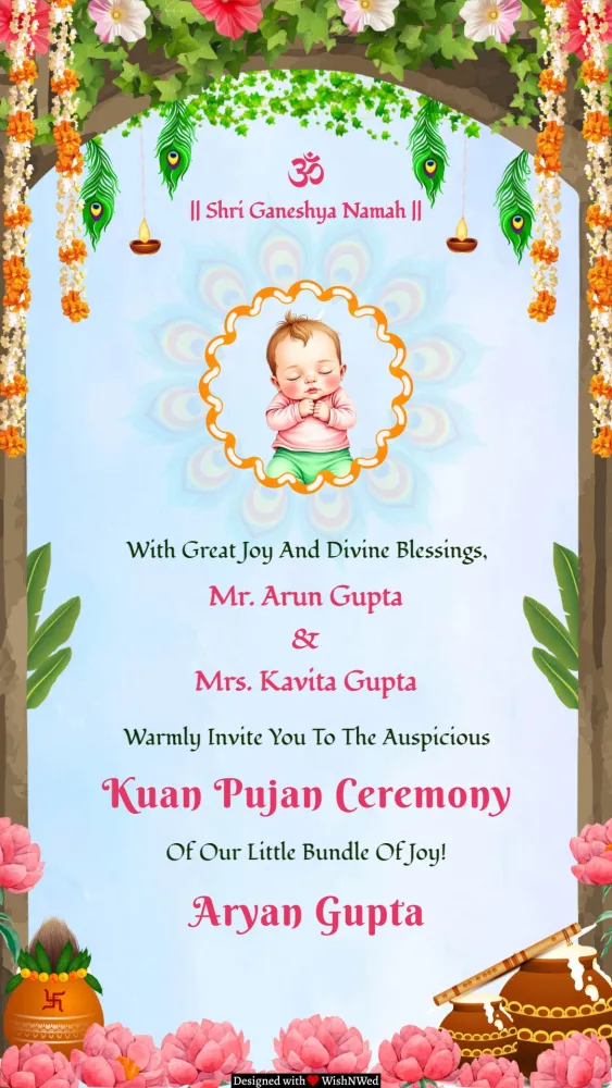 Kuan Pujan Ceremony Invitation - Baby & Kids invitation template