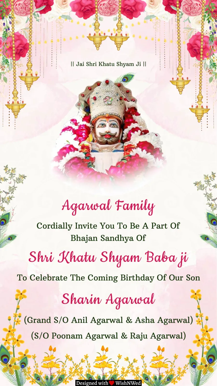Shyam Baba Kirtan Invitation