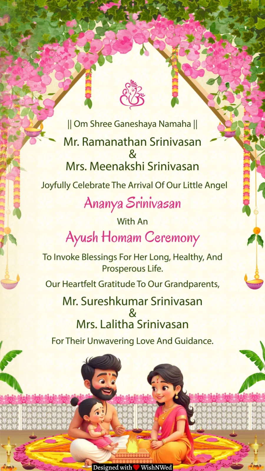 Ayush Homam Invitation for Girl