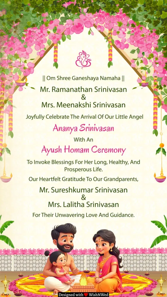 Ayush Homam Invitation for Girl - Baby & Kids invitation template