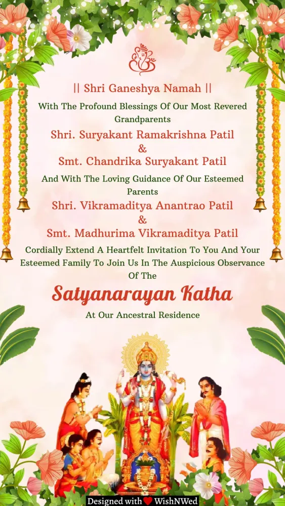 Satyanarayan Pooja Invitation Video - Pooja & Rituals invitation template