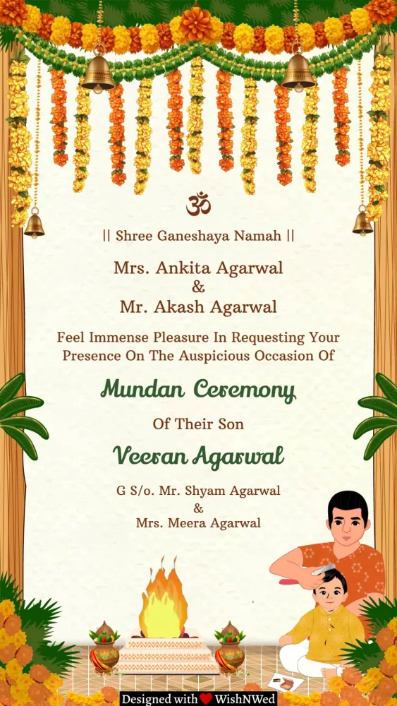 Traditional Mundan Invitation Card - Baby & Kids invitation template