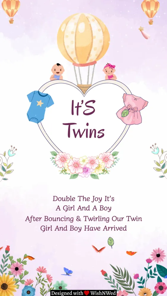 Twin Boy & Girl Birth Announcement - Baby & Kids invitation template