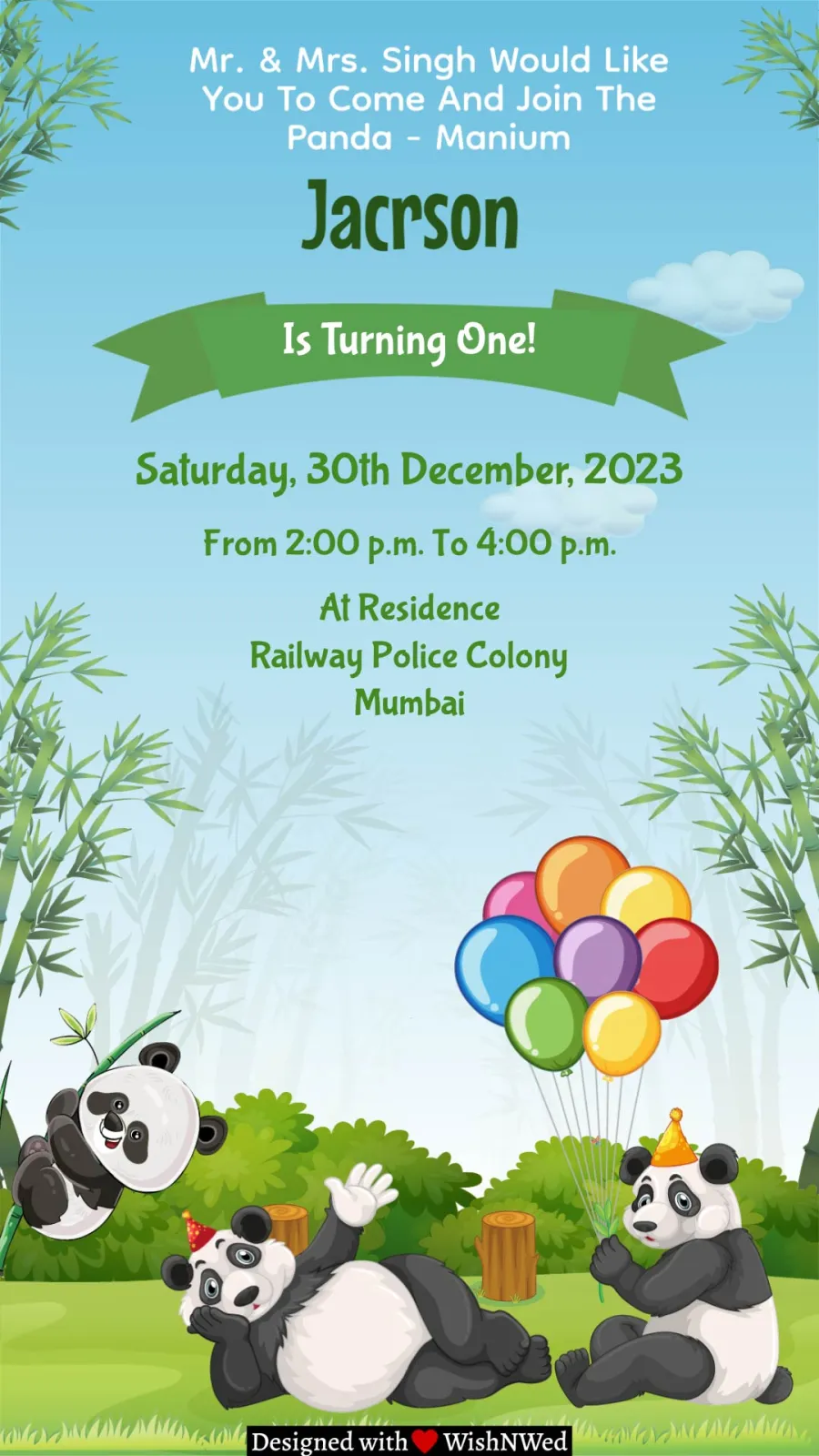 Panda Theme Birthday Invitation Video