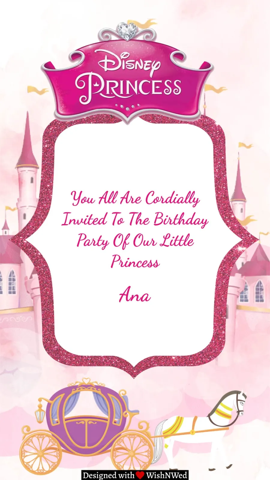 Princess Theme Birthday Invite